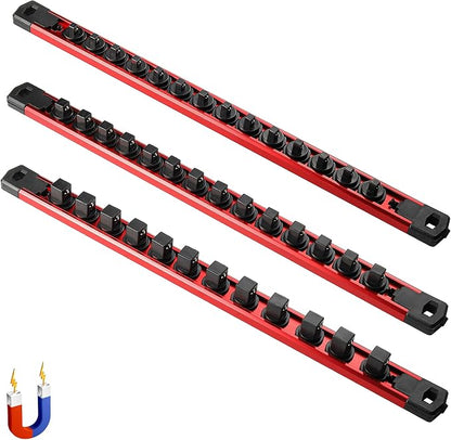 ALOANES 3-Piece Magnetic Socket Organizer, Heavy Duty Aluminum Socket Rails by Aloanes