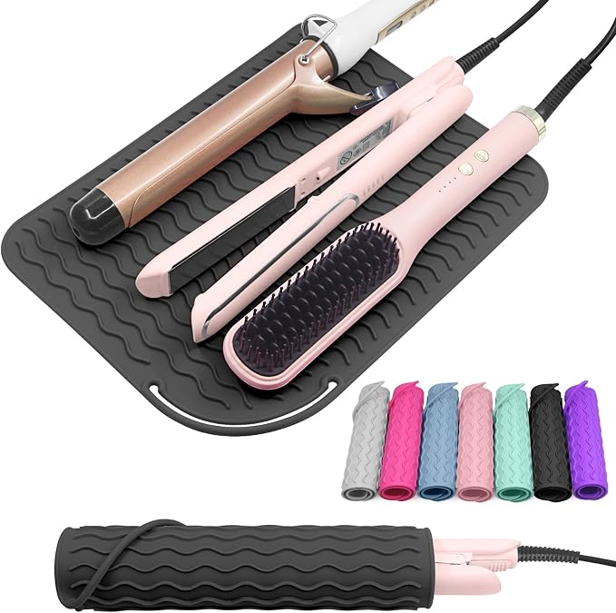 Plus Size Silicone Heat Resistant Mat, Portable Travel Hot Tools Pad Cover by Suafrnut