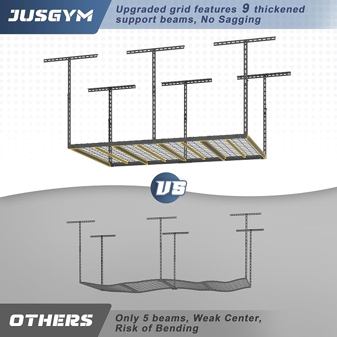 Jusgym 4X6FT Overhead Garage Storage Rack, Heavy Duty Metal Overhead Storage - Image 3