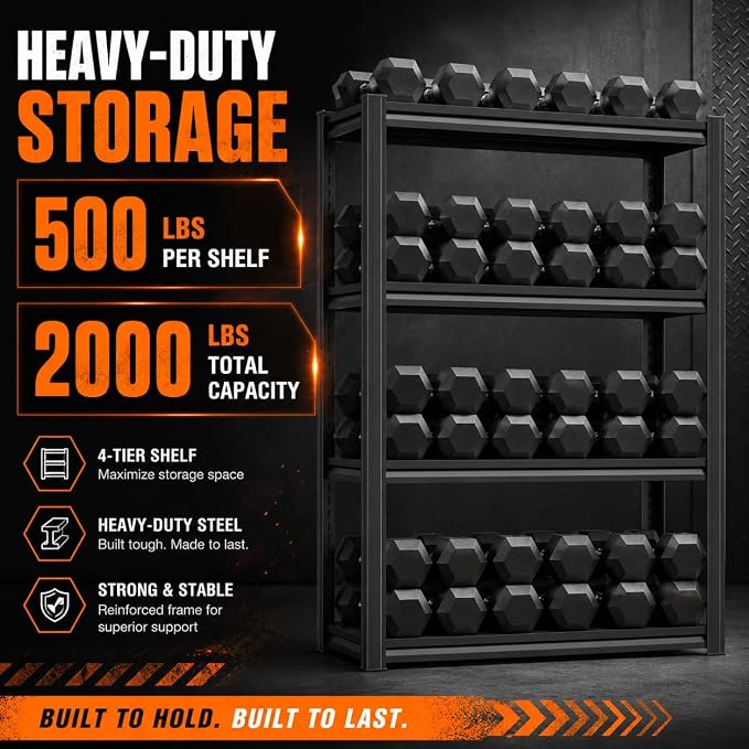 PRESTELION Garage Shelving 4-Tier Metal Storage Shelving Unit, 2000 LBS - Image 8