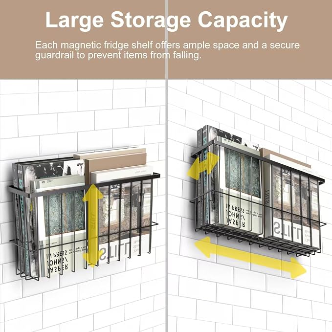 2 Pack Magnetic Wire Storage Baskets, Metal Strong Magnet Hanging Wire Storage - Image 5
