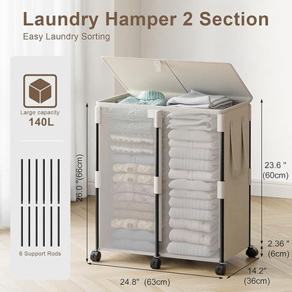 140L Double Laundry Hamper - Image 3