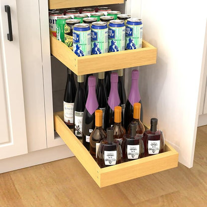 Wooden Pull out Cabinet Organizer 12" W x 21" D x 4.3" H, Heavy Duty Slide Out - Image 8