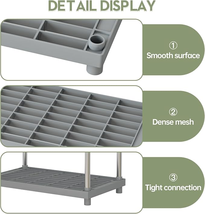 4 Tier Gray Plastic and Metal Standing Shelf Units, Durable Storage Shelves - Image 5