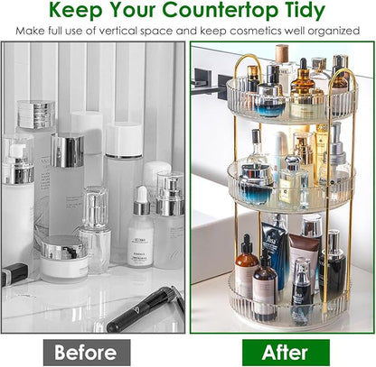 360° Rotating Makeup Organizer for Vanity, 3 Tier Spinning Perfume Cosmetic - Image 3