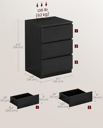 VASAGLE Nightstand with Charging Station, 2 AC Outlets and 2 USB Ports - Image 3