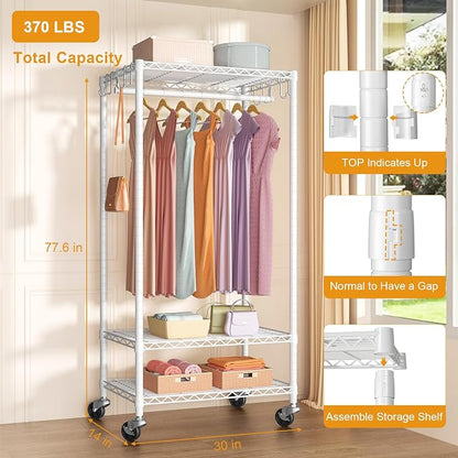 FUTASSI P6 Medium Rolling Clothes Rack Heavy Duty, Clothing Racks - Image 6