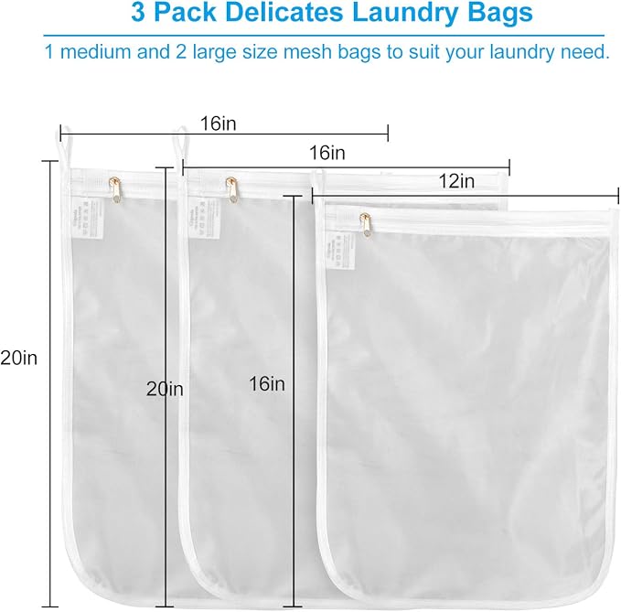 GOGOODA 3 Pack Delicates Laundry Bags, Fine Mesh Wash Bag - Image 4