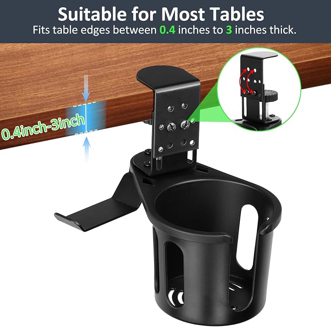 MYITYARD Desk Cup Holder Clamp, 2 in 1 Anti-Spill Clip On Table Cup Holder - Image 4