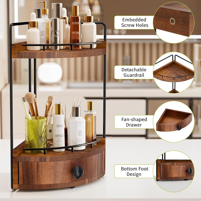 2-Tier Corner Bathroom Counter Organizer - Image 5
