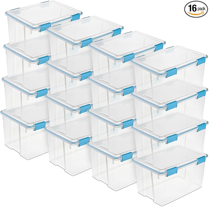 Sterilite 16-Pack Gasket Box, Weather-Resistant Storage Bins by Sterilite