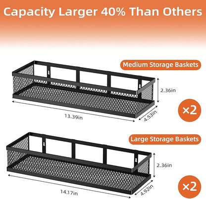 Spice Rack Wall Mount, 4 Pack Pantry Door Organizer & Hanging Storage Baskets - Image 4