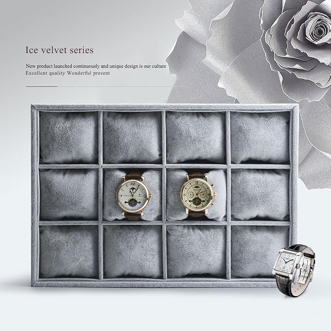 Oirlv Premium Velvet 12 Grid Jewelry Organizer Tray - Image 2