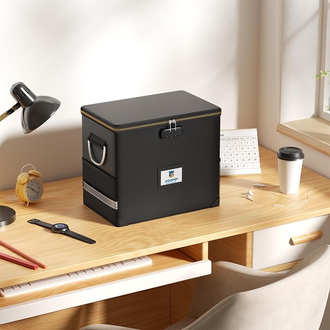 Fireproof File Organizer with Lock, Hard Safe Document Box, Filing Cabinet with - Image 8
