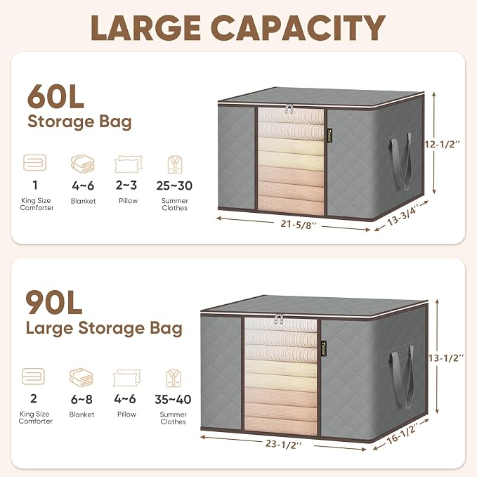 BALEINE 8 Pack Clothes Storage Bags, 24 Gallon Storage Containers - Image 5