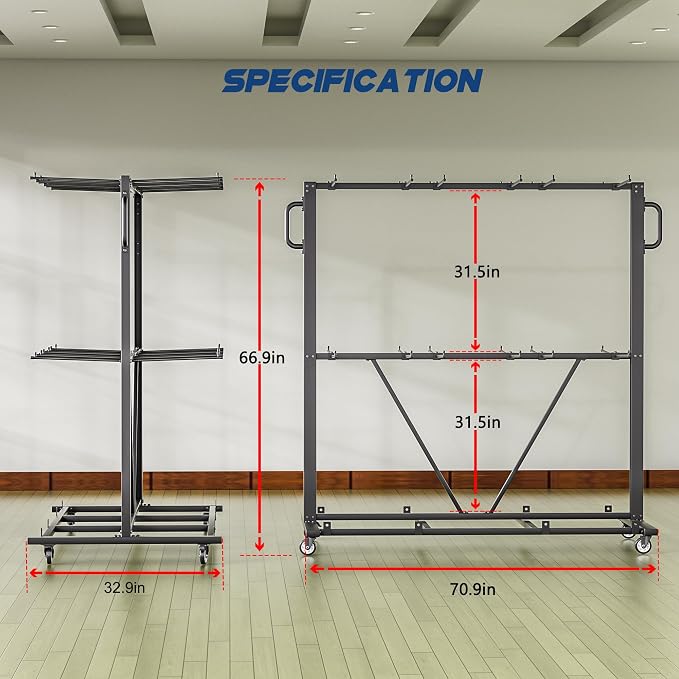 Folding Chair Rack, Heavy-Duty Chair Cart - Image 3