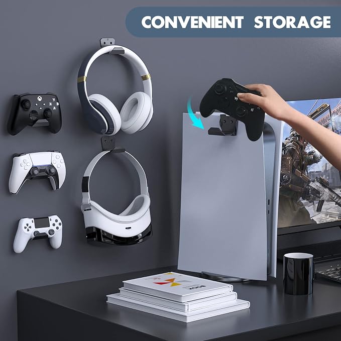 Controller Wall Mount for PS5/PS4/Xbox/Switch Controller, Adhesive PS5 Headset - Image 6