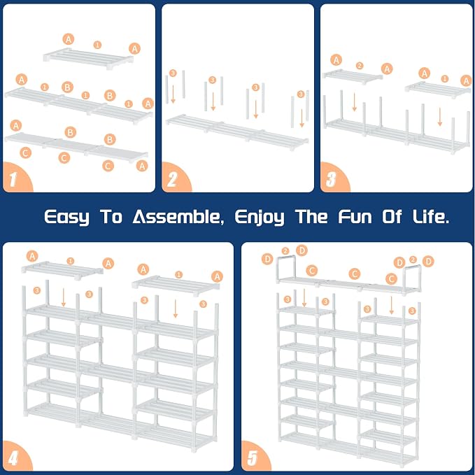 Mavivegue 9 Tiers Shoe Rack Tall Shoe Organizer Shoe Storage 50-55 Pairs - Image 8