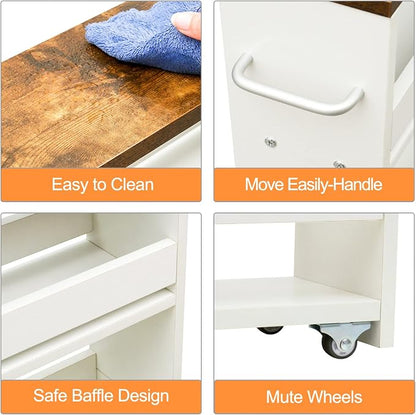 TEAMIX 4 Tier White Slim Storage Cart - Image 4