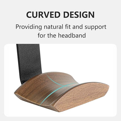 Headset Holder with 6cm Wide Walnut Headrest, Headphone Wall Mount Holder with - Image 3