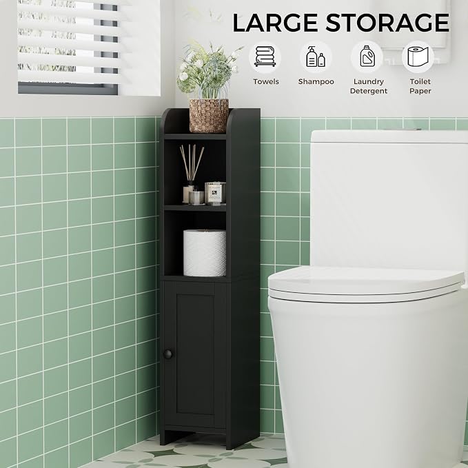 Homhedy Small Bathroom Storage Cabinet, Narrow Toilet Paper Cabinet | Corner - Image 5