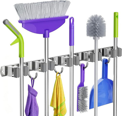 Broom Mop Holder Wall Mount, Heavy Duty Stainless Steel Mop Organizer by Unknown