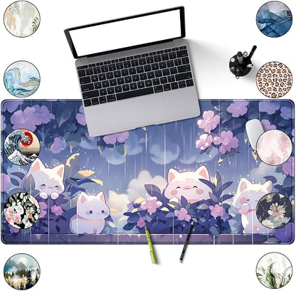 Kawaii Cat Desk Mat XXL Extended Purple Gaming Mouse Pad Large Mousepad - Image 8