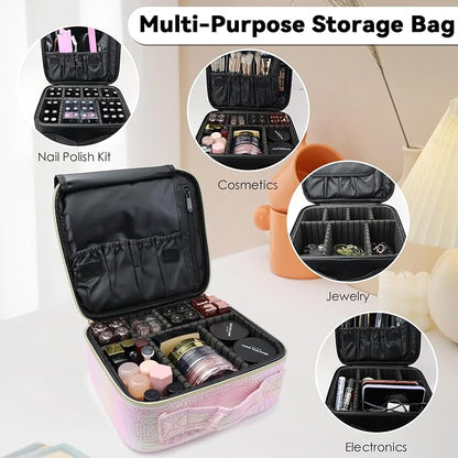 Travel Makeup Bag Makeup Cosmetic Train Case Organizer Portable Storage Bag - Image 5