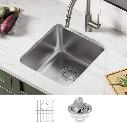 KRAUS Dex 17-inch Undermount 16 Gauge Stainless Steel Single Bowl Kitchen Sink by KRAUS