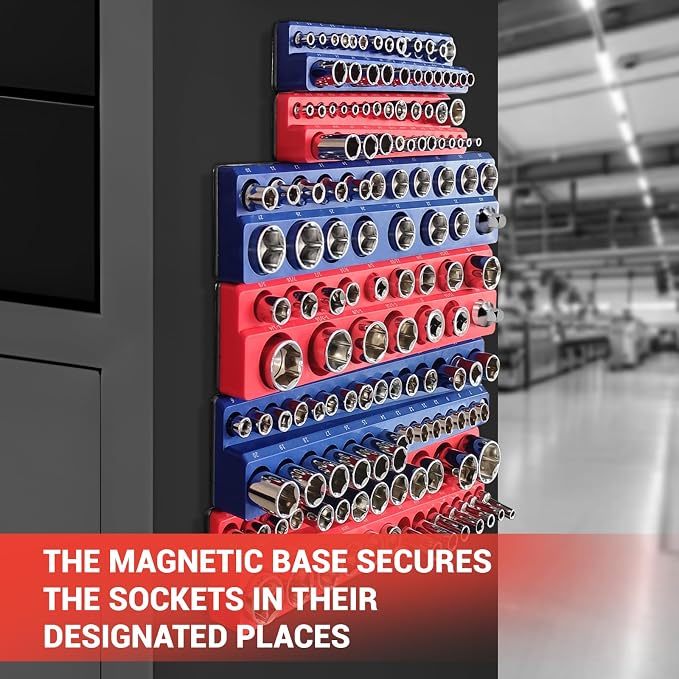 6-Piece Magnetic Socket Organizer Set, Magnetic Socket Holder Includes 1/4" - Image 6