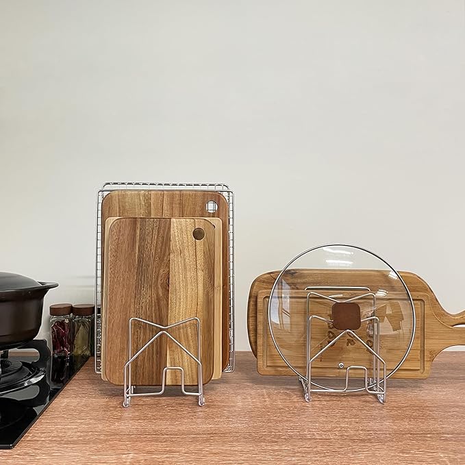 2 Pack Pot Lid Organizer Cutting Board Holder Inside Cabinet 304 Stainless - Image 3