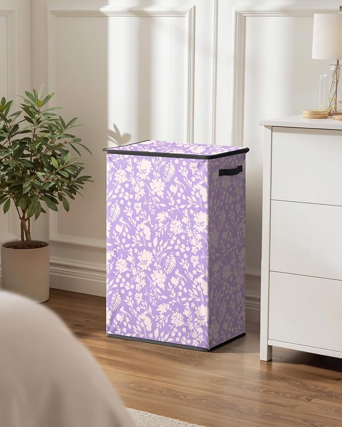SOLEDI Laundry Hamper with Lid, 90L Tall & Large Floral Laundry Basket - Image 7