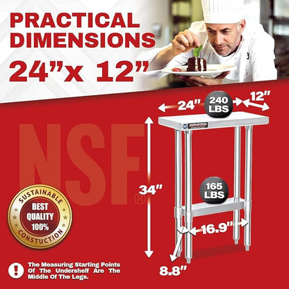 DuraSteel 24x12 Stainless Steel Work Table - Image 6