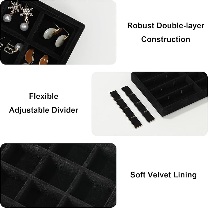 Frebeauty 24 Grid Earring Organizer, Velvet Jewelry Tray - Image 4