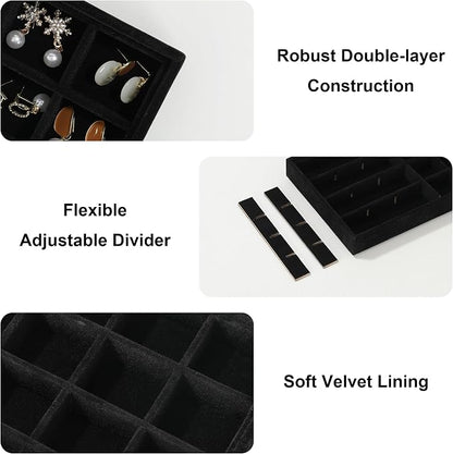 Frebeauty 24 Grid Earring Organizer, Velvet Jewelry Tray - Image 4
