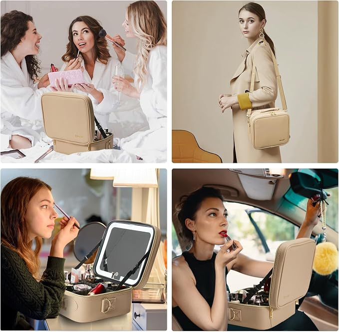 Mocado Travel Makeup Bag with LED Lighted Mirror, Travel Makeup Organizer - Image 7