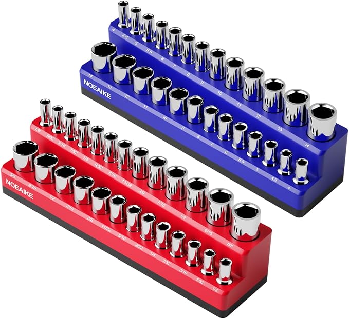 1/4 Inch Magnetic Socket Organizer, Holds 52 Pcs Standard and Deep Size Sockets by NOEAIKE