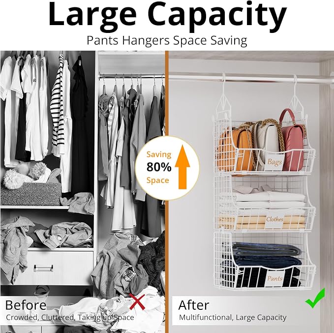 Hanging Closet Organizers and Storage, 5 Tier Closet Shelf Clothes Organizer - Image 5