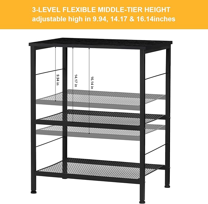 LIANTRAL Rolling Cart, 3-Tier Utility Microwave Bar Coffee Cart Kitchen Storage - Image 5