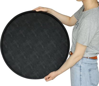HofferRuffer Large Round Serving Tray 24'', Elegant Faux Leather Circle Ottoman - Image 5