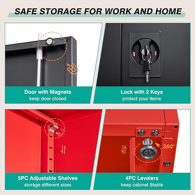 SISESOL Wide & Deep Metal Storage Cabinet - Image 6