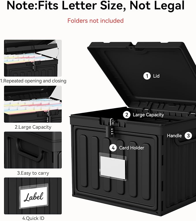 Oterri Plastic File Box with Lid - Image 3