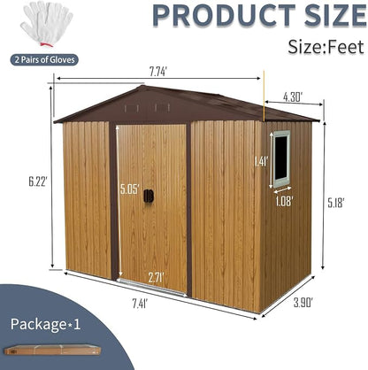 Outdoor Metal Storage Shed Window Ventilation Foundation Frame Waterproof - Image 6