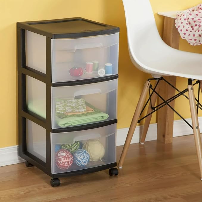 3 Drawer Rolling Plastic Storage Cart - Image 4