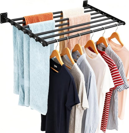 Wall Mounted Drying Rack, 43 Inches Wall Laundry Drying Rack Collapsible Indoor by Qufiona