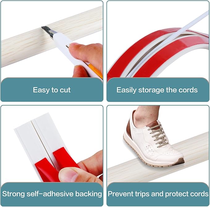 Floor Cord Cover Self Adhesive Cord Hider Floor Extension Cord Covers - Image 3