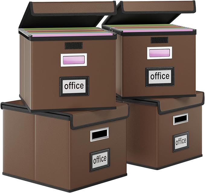 File Organizer Box with Lids, Collapsible File Folder Organizer | File Box with by Huolewa