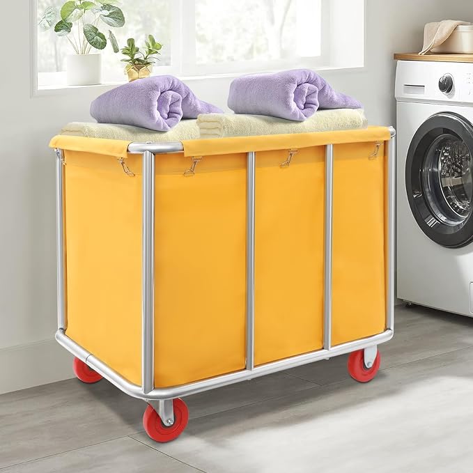 Commercial Laundry Cart with Wheels, Laundry Hamper Cart, Heavy Duty Rolling - Image 4