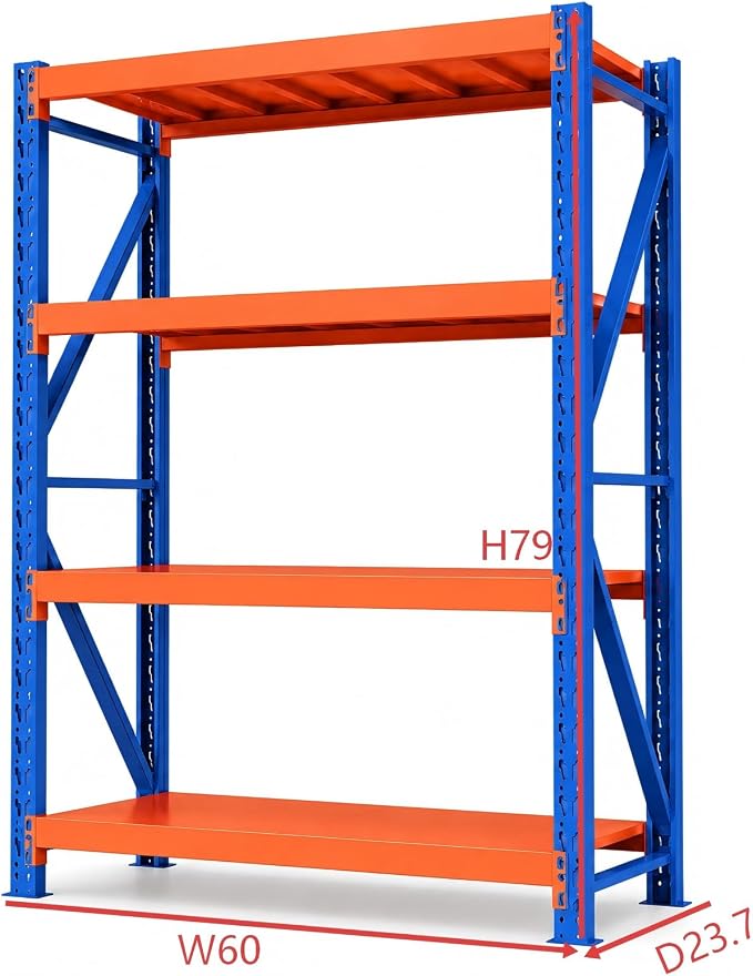 Heavy Duty Warehouse Shelving 4-Tier Industrial Steel Storage Shelves, 2600LB - Image 2