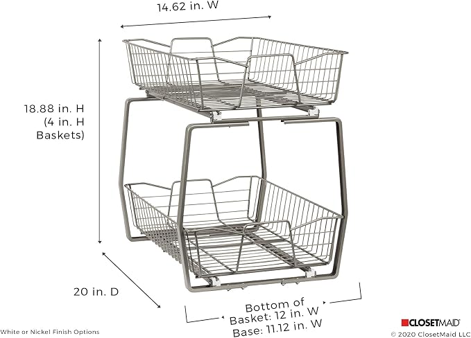 ClosetMaid 14 in. Pull Out Cabinet Organizer, 2 Tier, Heavy Duty, Slide Out - Image 9